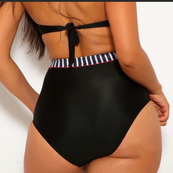 High waist pocket dots bikini New swimsuit black - Picture 3 of 3